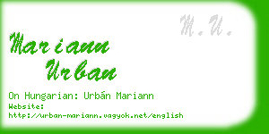 mariann urban business card